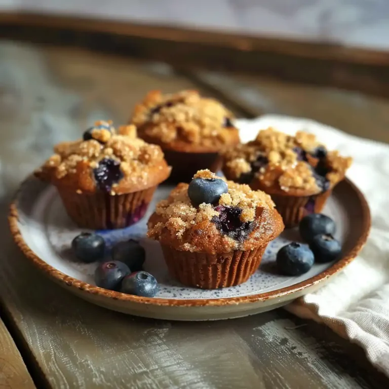 Protein-Packed Blueberry Coffee Cake Muffins Recipe for a Nourishing Morning Treat 2 Baked blueberry muffins on a breakfast plate with coffee and yogurt
