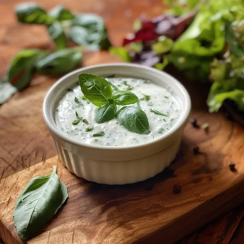 coconut-dressing-serving Coconut basil dressing served with fresh veggies and greens