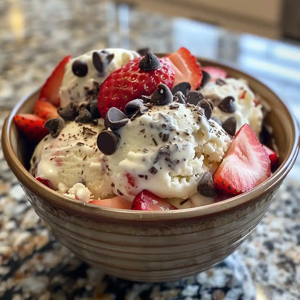 kefir-ice-cream-serving-suggestion High-Protein Kefir Ninja Creami Recipe served with berries in a glass bowl