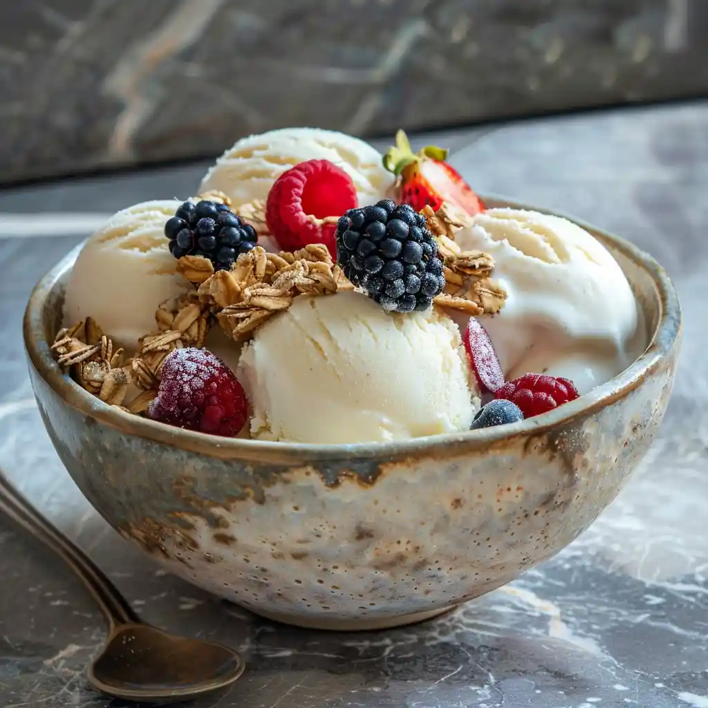 Kodiak Protein Ice Cream: The Truth About This Popular High-Protein Treat 1 Kodiak Protein Ice Cream A stack of no-bake protein balls made with oats and chocolate chips on a rustic wooden board
