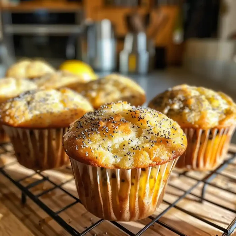 High-Protein Lemon Poppy Seed Muffins (Dairy-Free, Meal Prep Friendly) 4 Lemon poppy seed muffins served with yogurt and a lemon wedge on a ceramic plate