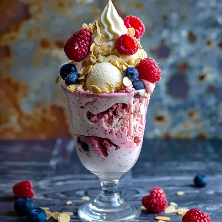 High-Protein Kefir Ninja Creami Recipe (Probiotic-Packed & Gut-Friendly) 2 Vertical photo of kefir ice cream with berries and almond flakes in natural light