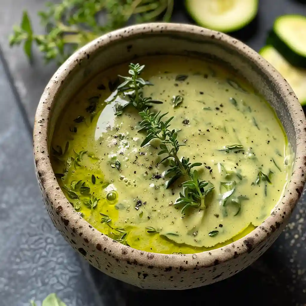 zucchini-dressing-serving homemade low histamine salad dressings Zucchini lemon balm dressing on romaine and quinoa salad