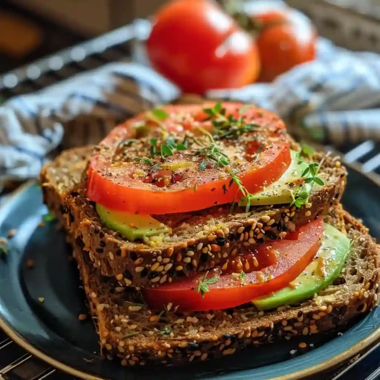 Slices of high protein bread served with avocado and tomato